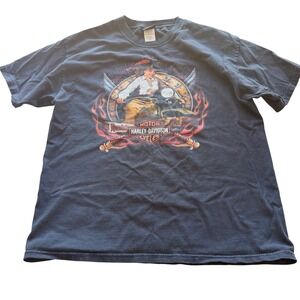 Vintage Harley-Davidson Mens Pirate Pinup T-Shirt Large Barnetts Las Cruces NM